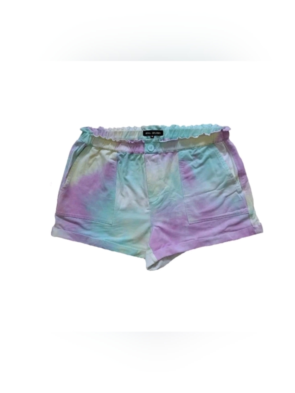 Designer Handmade Colorful Tie Dye Ruffles Knit Shorts Women's Plus Size 2X 18